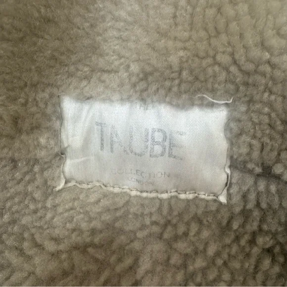 Vintage Taube Collection London Size Beige Brown Shearling Sheepskin Coat Medium - Picture 9 of 10